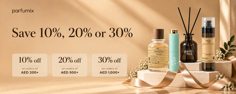 Parfumix perfume offer in UAE with 10%, 20% and 30% off on orders of AED 200, 500 and 1,000