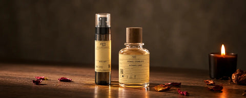Parfumix perfume and body mist bottles side by side, comparing fragrance formats for UAE weather