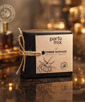 Bar of soap with 'parfu mix' branding on a reflective surface with blurred background