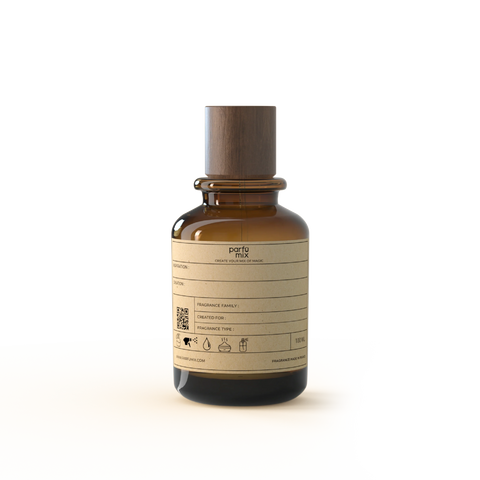 Brown bottle with label on a white background